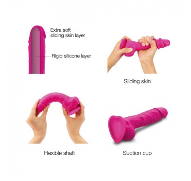 Realistyczne dildo sliding skin fushia s